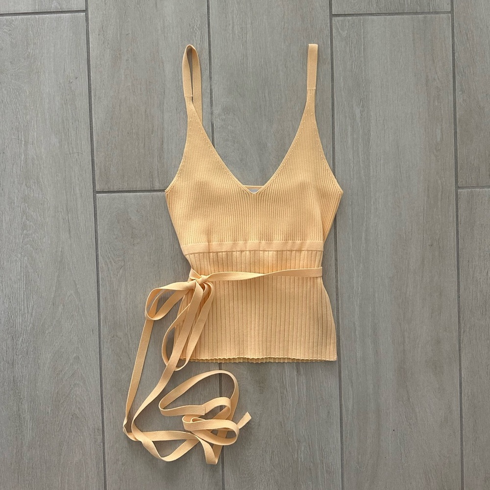 Zara Ribbed Knit Top with Tie